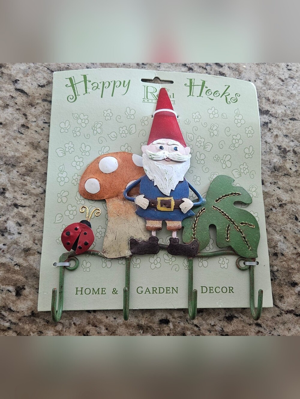 Gnome Wall Hook - Red Hat, Blue Outfit, Green Leaf
